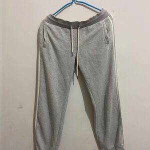 adidas Men's Heather Gray Joggers with Ivory Stripes